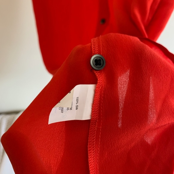 Madewell Button Down Red Silk Shirt Dress - Picture 7 of 7